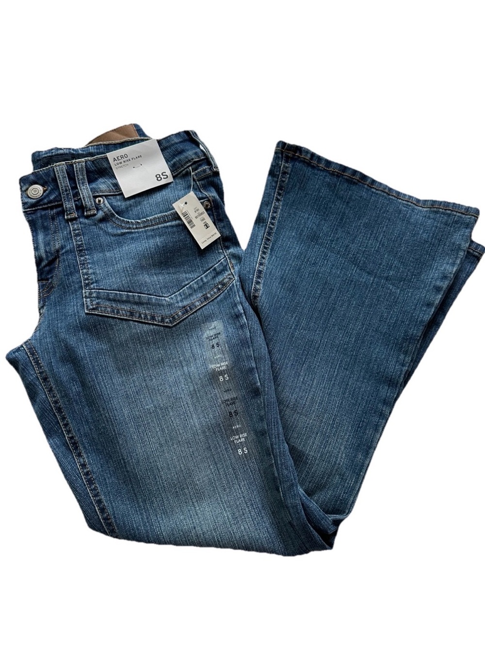 Aero Women's Low Rise Flare Stretch Jeans Size 8 SHORT Medium Wash NWT